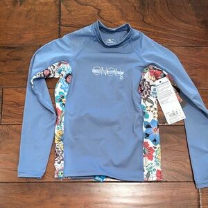 O'Neill Blue and Floral Rash Guard